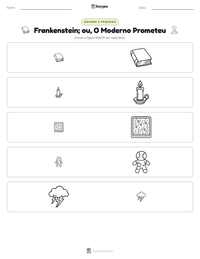 Prévia da folha de atividades imprimível Frankenstein; ou, O Moderno Prometeu