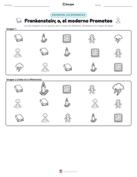 Vista previa de la hoja de trabajo imprimible de Frankenstein; o, el moderno Prometeo