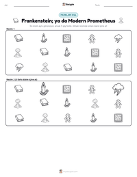 Frankenstein; ya da Modern Prometheus yazdırılabilir çalışma sayfası önizlemesi