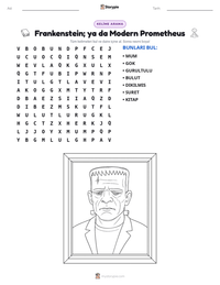 Frankenstein; ya da Modern Prometheus yazdırılabilir çalışma sayfası önizlemesi