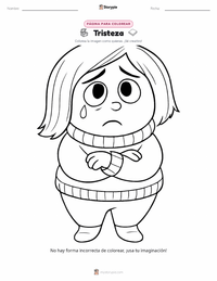 Página para colorear de Tristeza para niños