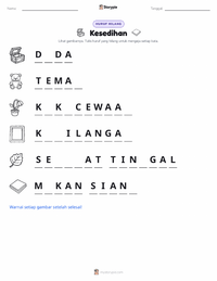 Prabaca lembar kerja cetak Kesedihan