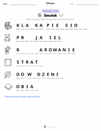Podgląd drukowalnego arkusza ćwiczeń Smutek
