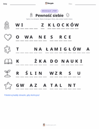 Podgląd drukowalnego arkusza ćwiczeń Pewność siebie
