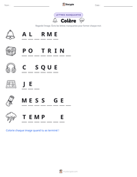 Aperçu de la feuille de travail imprimable Colère