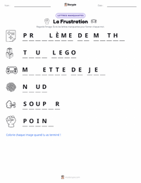 Aperçu de la feuille de travail imprimable Frustration