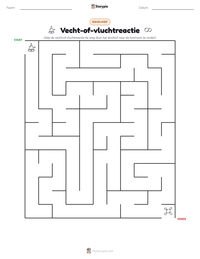 Vecht-of-vluchtreactie afdrukbare werkblad voorbeeld