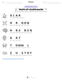 Vecht-of-vluchtreactie afdrukbare werkblad voorbeeld