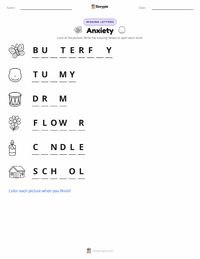 Anxiety printable worksheet preview