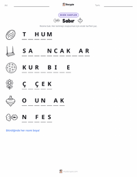 Sabır yazdırılabilir çalışma sayfası önizlemesi