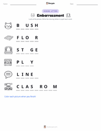 Embarrassment printable worksheet preview