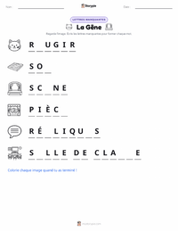 Aperçu de la feuille de travail imprimable Embarras