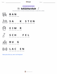 Schüchternheit druckbare Arbeitsblatt Vorschau