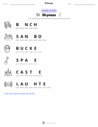 Shyness printable worksheet preview