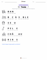 Aperçu de la feuille de travail imprimable Timidité