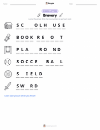 Bravery printable worksheet preview