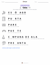 Vista previa de la hoja de trabajo imprimible de Celos