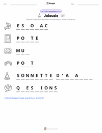 Aperçu de la feuille de travail imprimable Jalousie