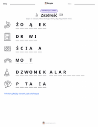 Podgląd drukowalnego arkusza ćwiczeń Zazdrość
