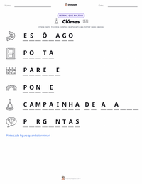 Prévia da folha de atividades imprimível Ciúme