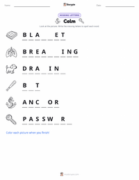 Calm printable worksheet preview