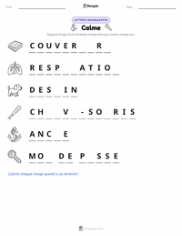 Aperçu de la feuille de travail imprimable Calme
