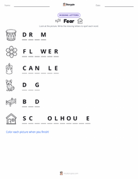 Fear printable worksheet preview