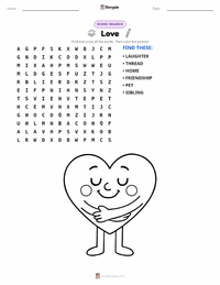 Love printable worksheet preview