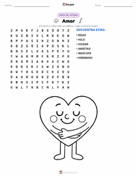 Vista previa de la hoja de trabajo imprimible de Amor
