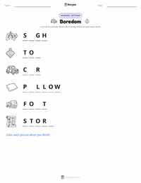 Boredom printable worksheet preview