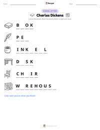 Charles Dickens printable worksheet preview