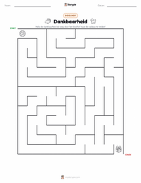 Dankbaarheid afdrukbare werkblad voorbeeld