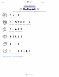 Dankbarkeit druckbare Arbeitsblatt Vorschau
