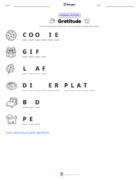 Gratitude printable worksheet preview