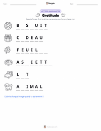 Aperçu de la feuille de travail imprimable Gratitude