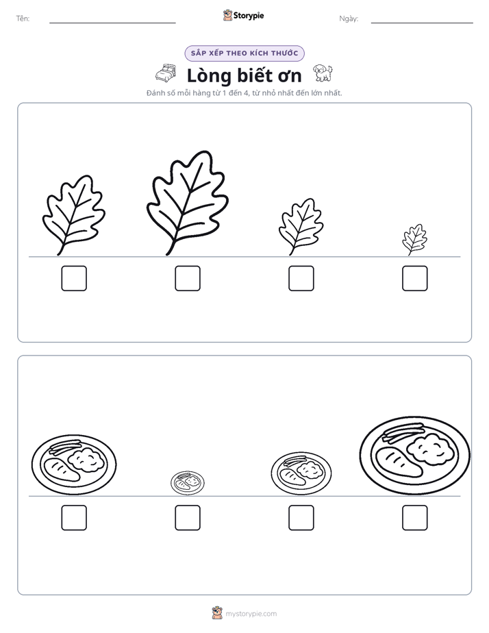 Thứ Tự Kích Thước