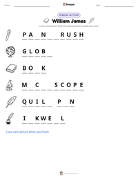 William James printable worksheet preview