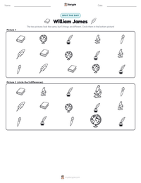 William James printable worksheet preview