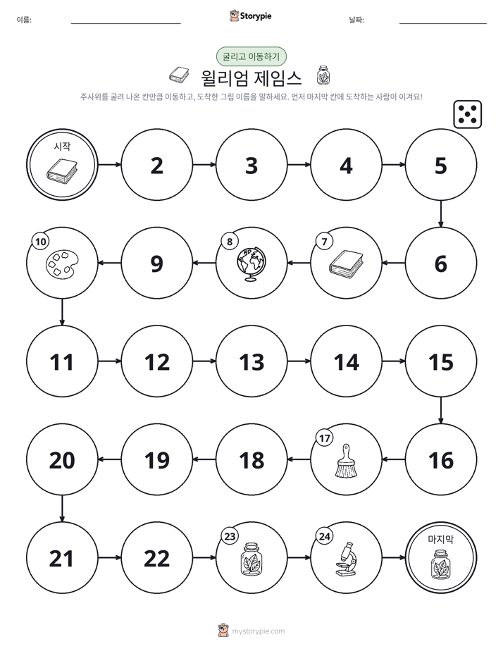 주사위 굴리고 이동하기 게임