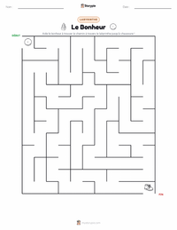Aperçu de la feuille de travail imprimable Bonheur