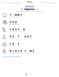 Happiness printable worksheet preview