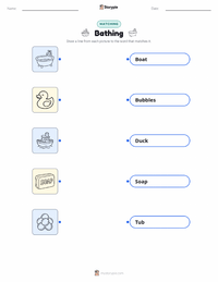 Bathing printable worksheet for kids