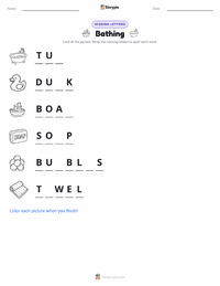 Bathing printable worksheet preview