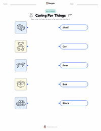 Caring For Things printable worksheet for kids