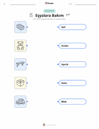 Eşyalara Özen Göstermek çocuklar için yazdırılabilir çalışma sayfası