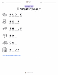 Caring For Things printable worksheet preview