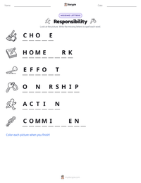 Responsibility printable worksheet preview