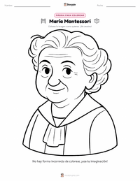 Página para colorear de Maria Montessori para niños