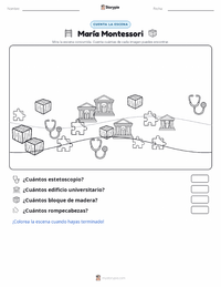 Vista previa de la hoja de trabajo imprimible de Maria Montessori