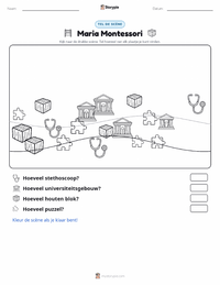 Maria Montessori afdrukbare werkblad voorbeeld